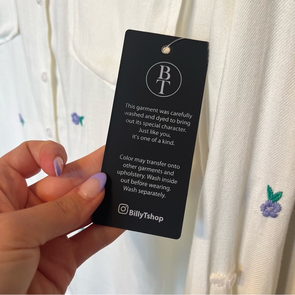 Billy T White Daisy Button Down Embroidered Floral Shirt - Picture 15 of 15